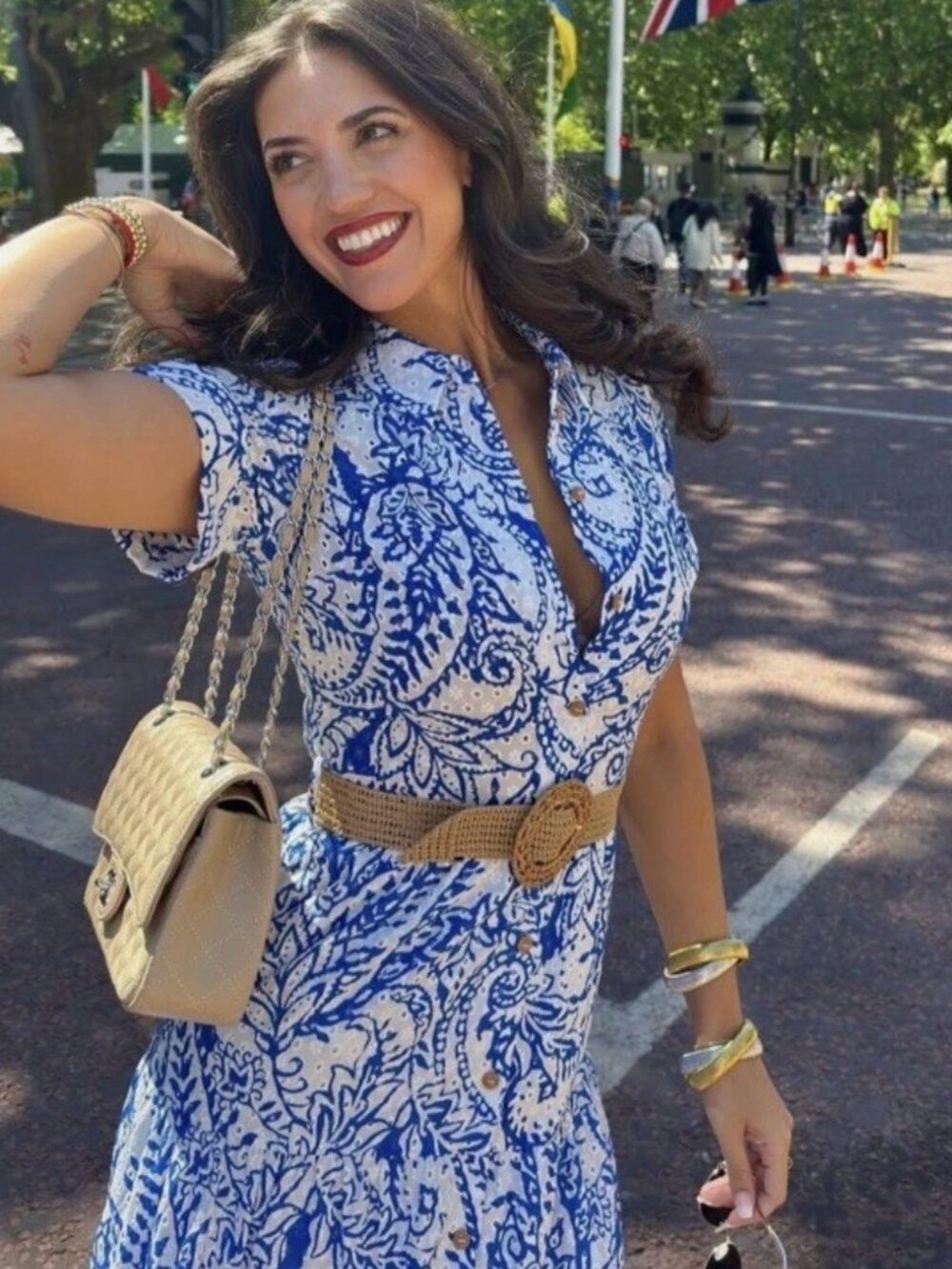 ZARA BLUE OPENWORK EMBROIDERY EMBROIDERED MIDI DRESS BUTTONS M,L,XL 3077/615 - Picture 7 of 17